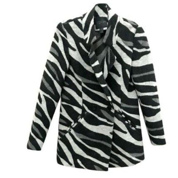NWOT RD Style Zebra Polyester Wool Blend Coat Unlined S - Picture 3 of 9